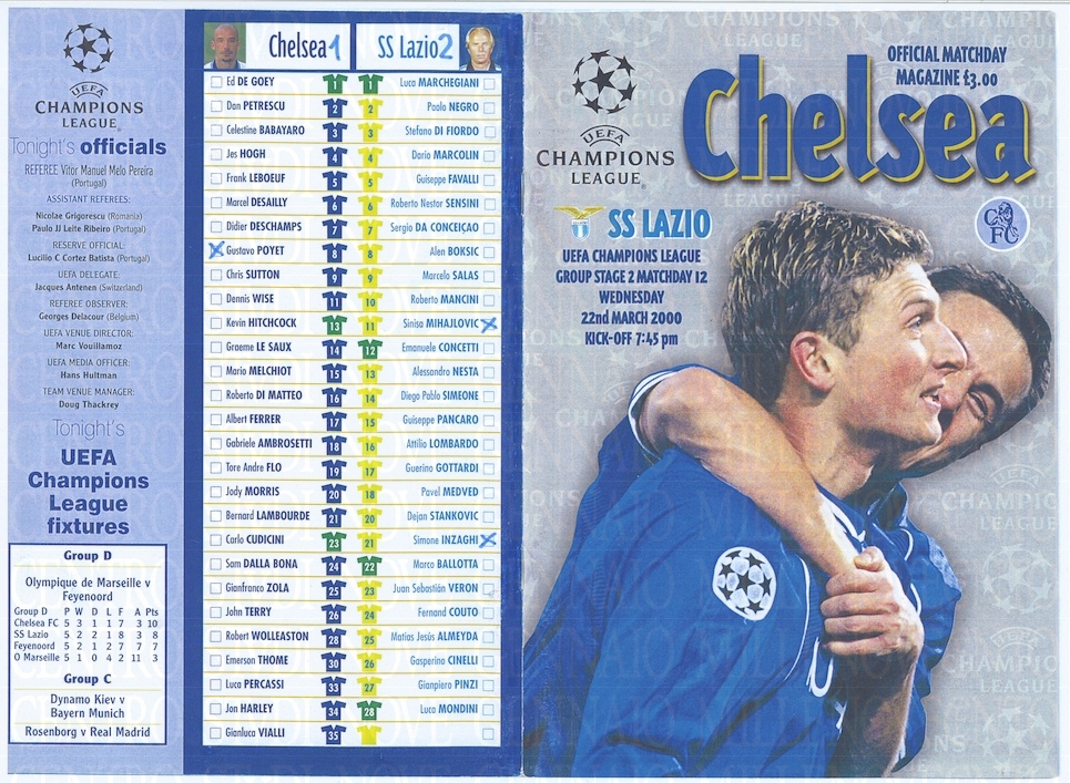 MATCHDAY PROGRAM CHELSEA-LAZIO 22 MARZO 2000WTM